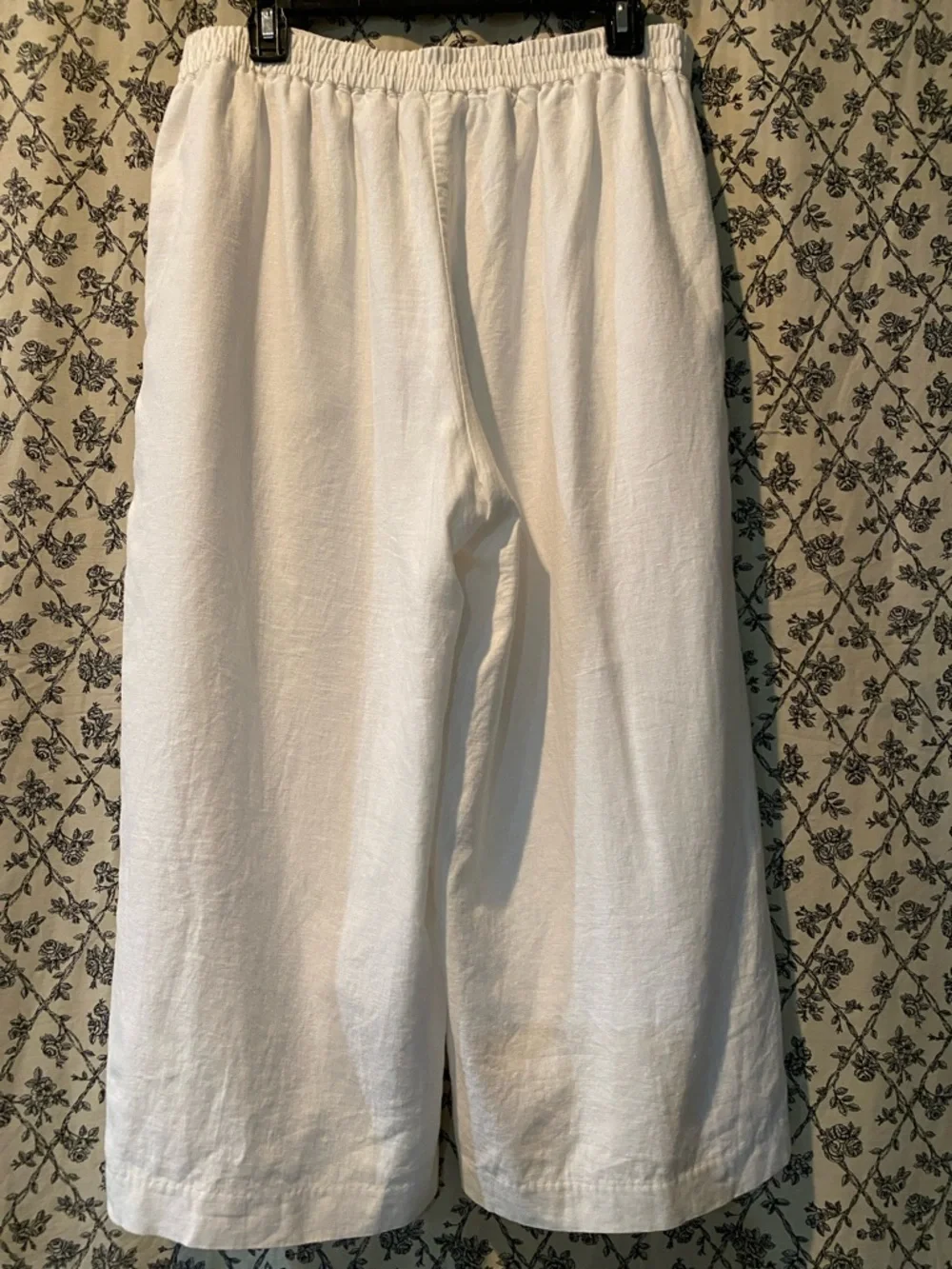 Coldwater Creek White Wide-Leg Linen Blend Pants - Picture 2 of 5